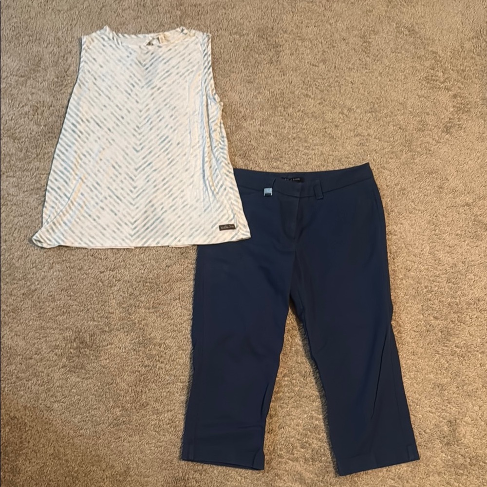 Matilda Jane Sleeveless top w/ Zach & Rachel Blue Capri Pants, Size 10/M